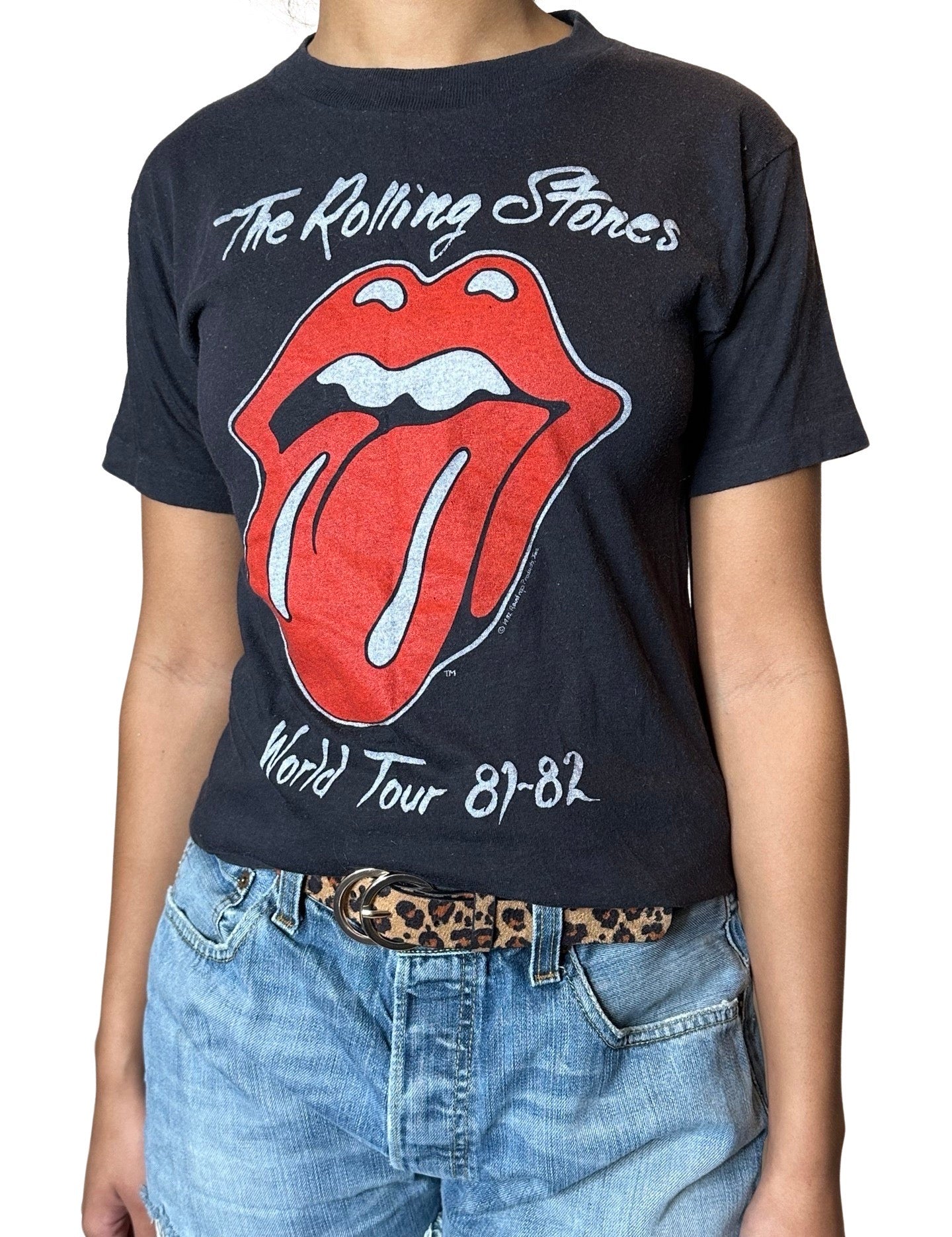 Original Vintage 1981 / 1982 The Rolling Stones World Tour Band T-Shirt UK 8 - 10