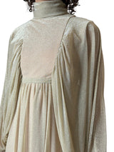 1970's Original Vintage Gold Goddess Maxi Dress UK 8 - 12
