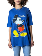 Original 1980's Vintage Disney Mickey Mouse Blue T Shirt UK 8 - 14