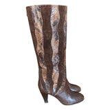 Incredible Vintage 1990's Leather, Suede & Snakeskin Brown Boots UK 4.5