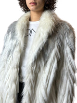 Gorgeous Original Vintage 1970's White / Grey Faux Fur Coat UK 8 - 14