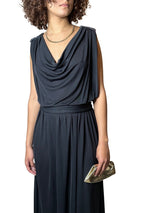 Original 1970's Vintage Black Disco Dress With Sequin Shoulder Detailing UK 8 - 12