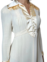 1970'S Gorgeous Vintage Cream Moss Crepe Wedding Dress Uk 8 - 12