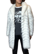 Original 1970's Vintage White Faux Fox Fur Coat UK 8 - 14