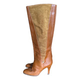 Original Vintage 1970's Brown Tan & Suede Knee High Boots UK 5