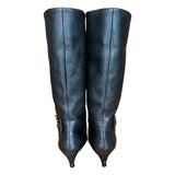 Original Vintage 1980's Black Leather Boots UK 5.5