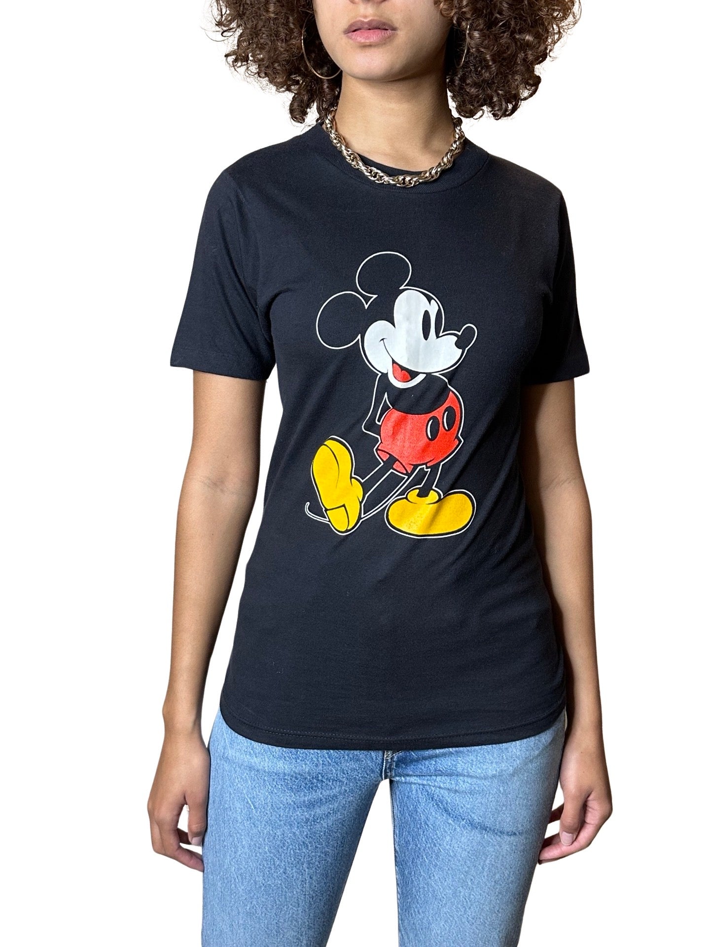 Original Vintage 1980'S Mickey Mouse Black T Shirt Uk 6 - 8