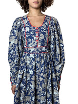 Rare & Original Vintage 1970's Navy Floral Dress UK 10 - 14