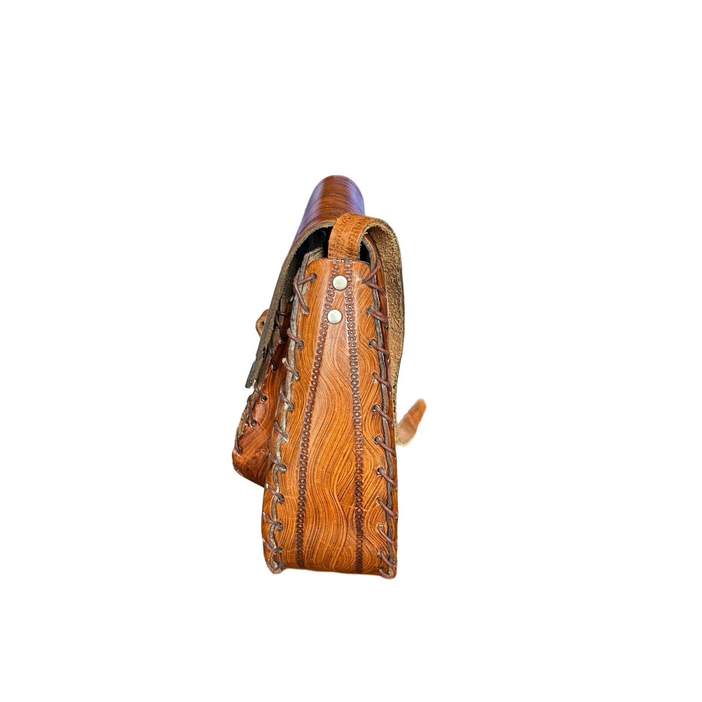 Original Vintage 1970's Brown Tooled Leather Bag