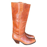 Original Vintage 1970's Brown Tan Leather Boots UK 9