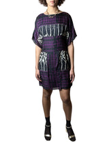 Original 1990's Vintage Purple / Black Dress UK 12 - 14