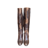 Incredible Vintage 1990's Leather, Suede & Snakeskin Brown Boots UK 4.5
