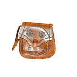 Original Vintage 1970's Brown Tooled Leather Bag