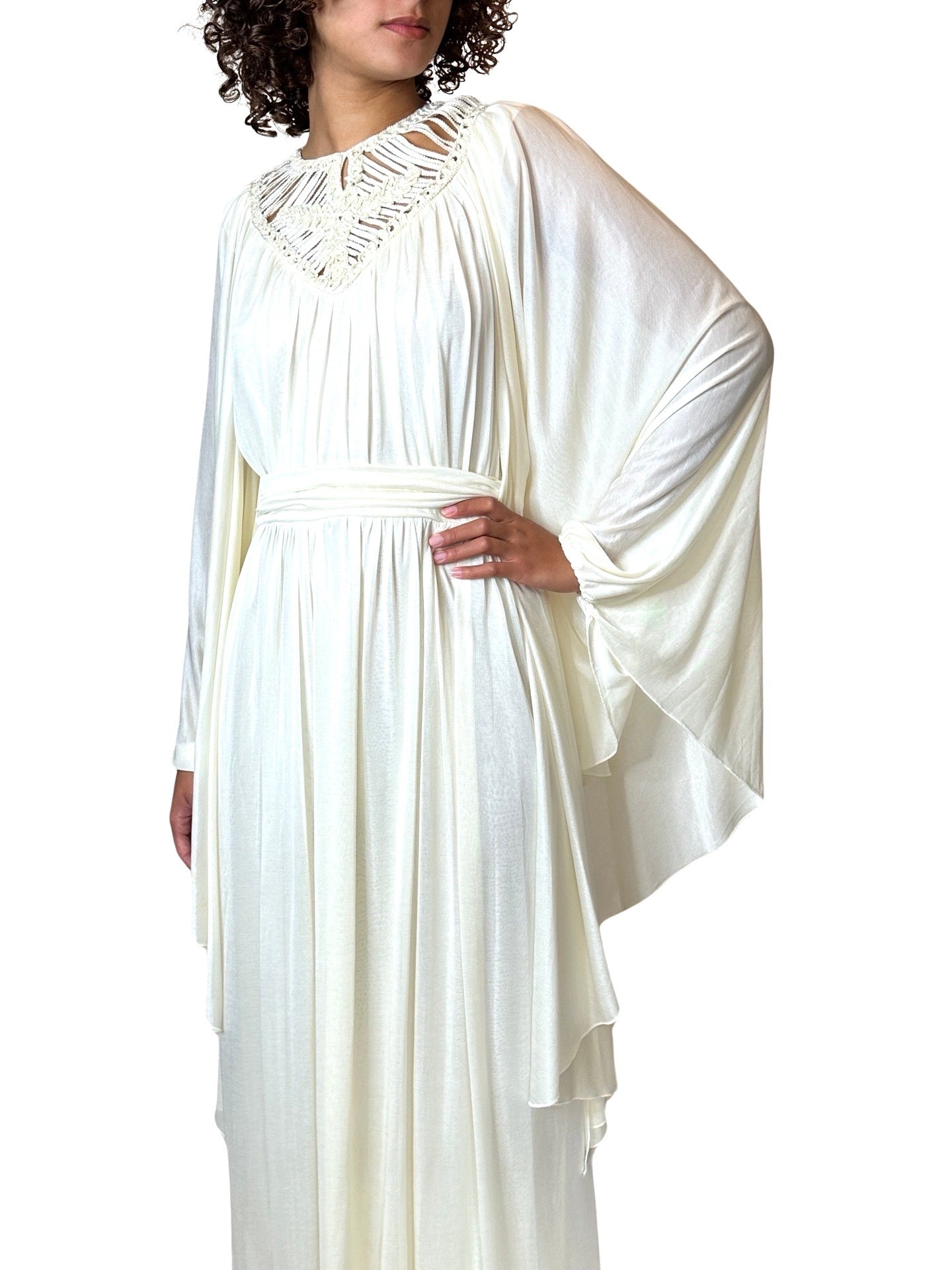 1970's Stunning Vintage Cream Goddess Wedding Dress UK 8 - 14