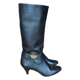 Original Vintage 1980's Black Leather Boots UK 5.5