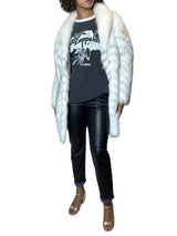 Original 1970's Vintage White Faux Fox Fur Coat UK 8 - 14