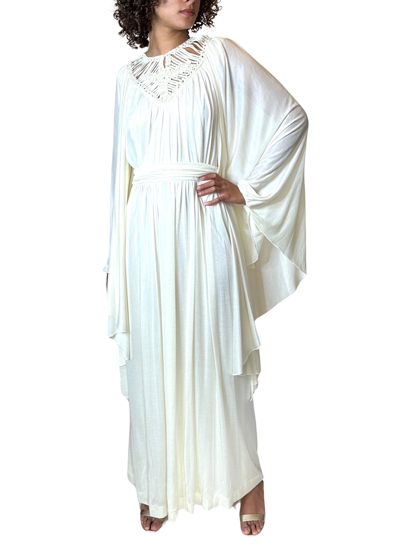 1970's Stunning Vintage Cream Goddess Wedding Dress UK 8 - 14