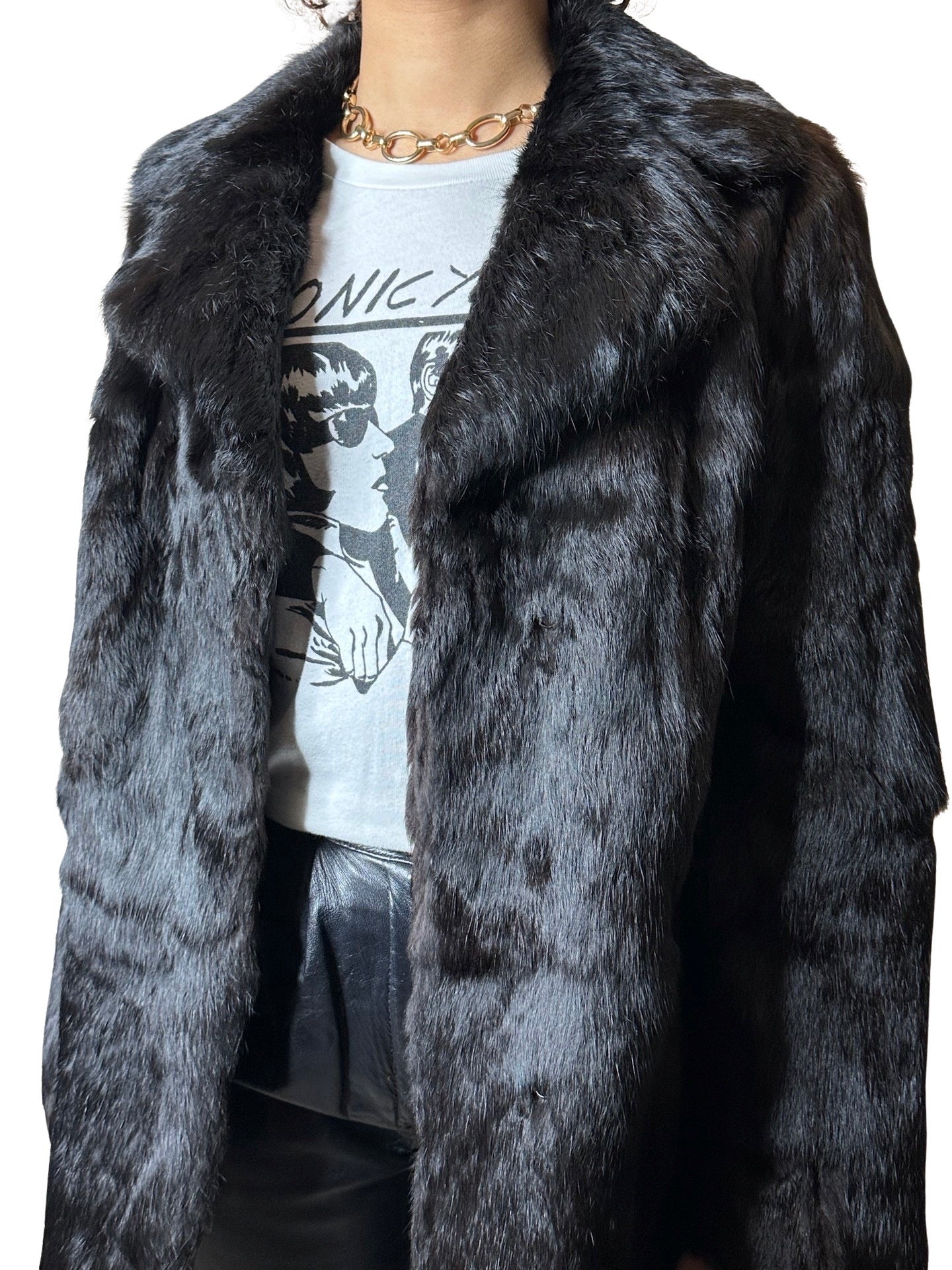 Original Vintage 1970's Dark Brown Fur Coat UK 8 - 14