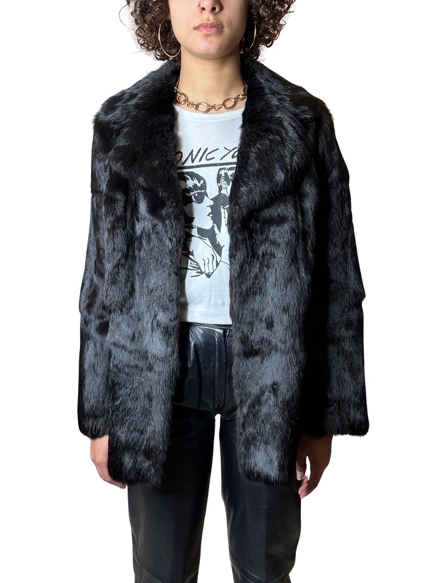 Original Vintage 1970's Dark Brown Fur Coat UK 8 - 14