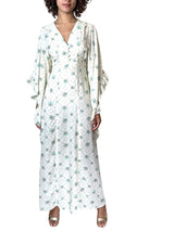 1970's Vintage Cream Printed Angel Sleeve Wedding Dress UK 8 - 14