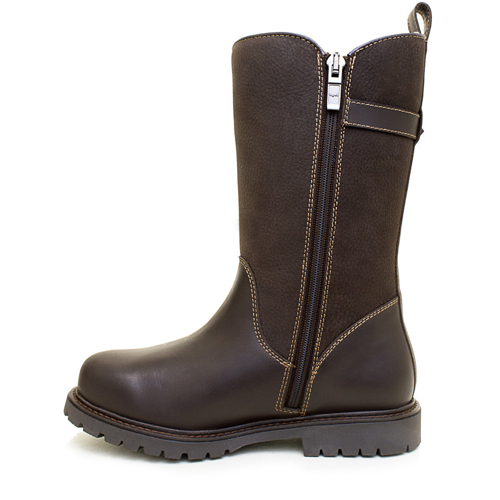 Quebec Waterproof Zip-up Wool Lined Boots - Brown