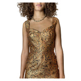 Gorgeous Original Vintage 1970's Gold / Bronze Brocade Dress UK 10 - 14