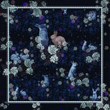 VASSILISA Scarf in Midnight Blue Colour: Bunnies and Florals Print