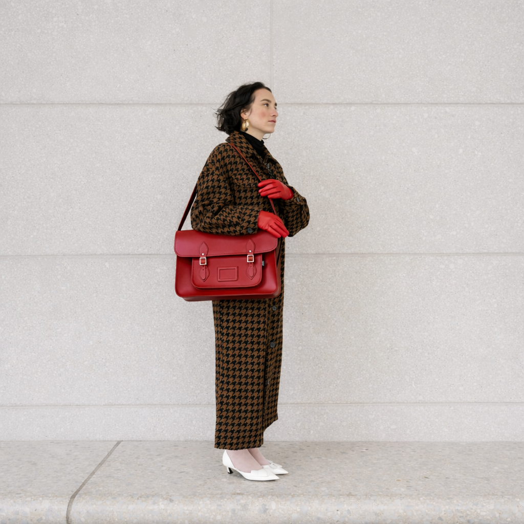 Handmade Leather Satchel - Red