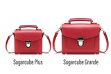 Handmade Leather Sugarcube Handbag - Red