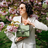 Handmade Leather Sugarcube Handbag - Sage Green