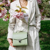 Handmade Leather Sugarcube Handbag - Sage Green