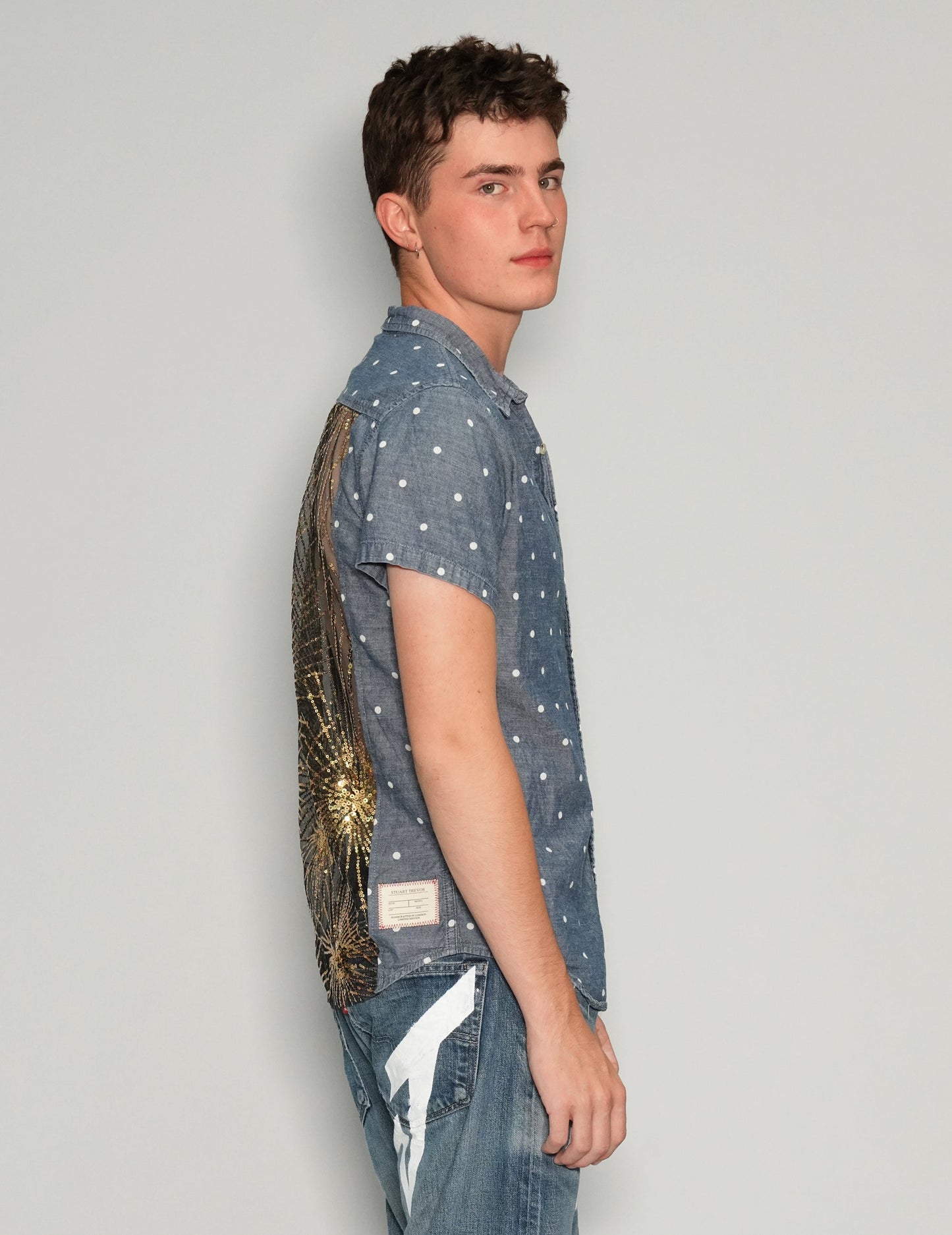 Party Back Polka-Dot Short Sleeve Shirt