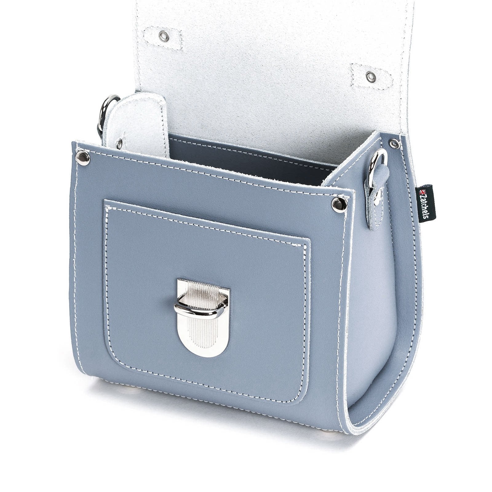 Handmade Leather Sugarcube Handbag - Lilac Grey