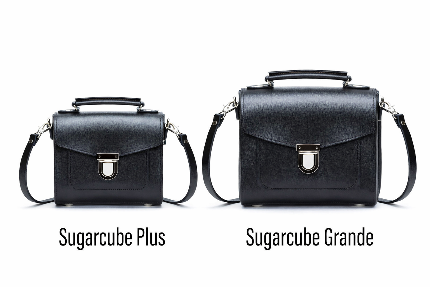 Handmade Leather Sugarcube Handbag - Black