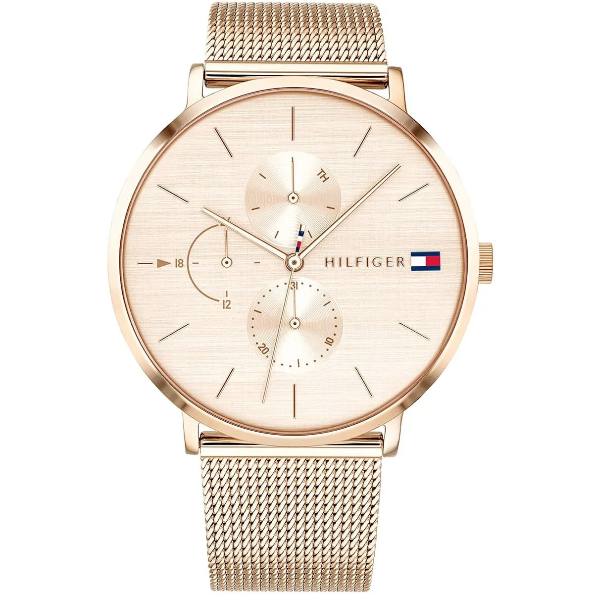 Tommy Hilfiger Women’s Watch Stainless Steel Rose Gold Mesh Strap With Rose Gold Dial 1781944 Jenna
