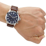 Tommy Hilfiger Men’s Watch Leather Brown Strap With Blue Dial And Silver Case 1791066