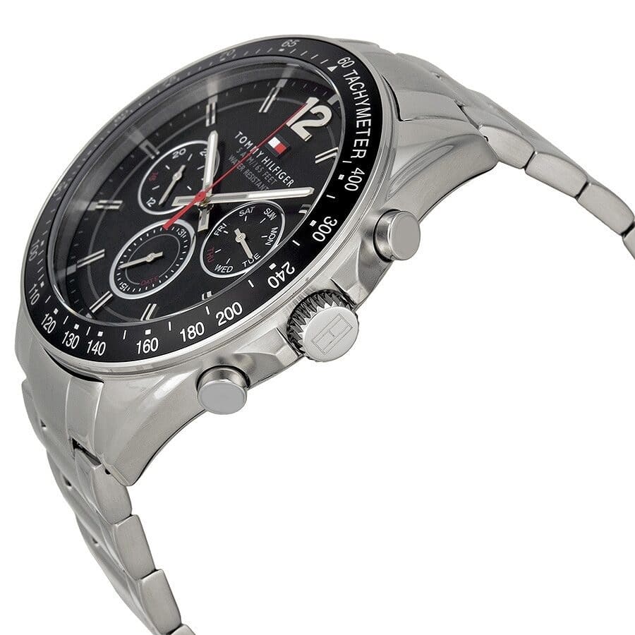 Tommy Hilfiger Men’s Watch Stainless Steel Silver Strap With Black Dial 1791104