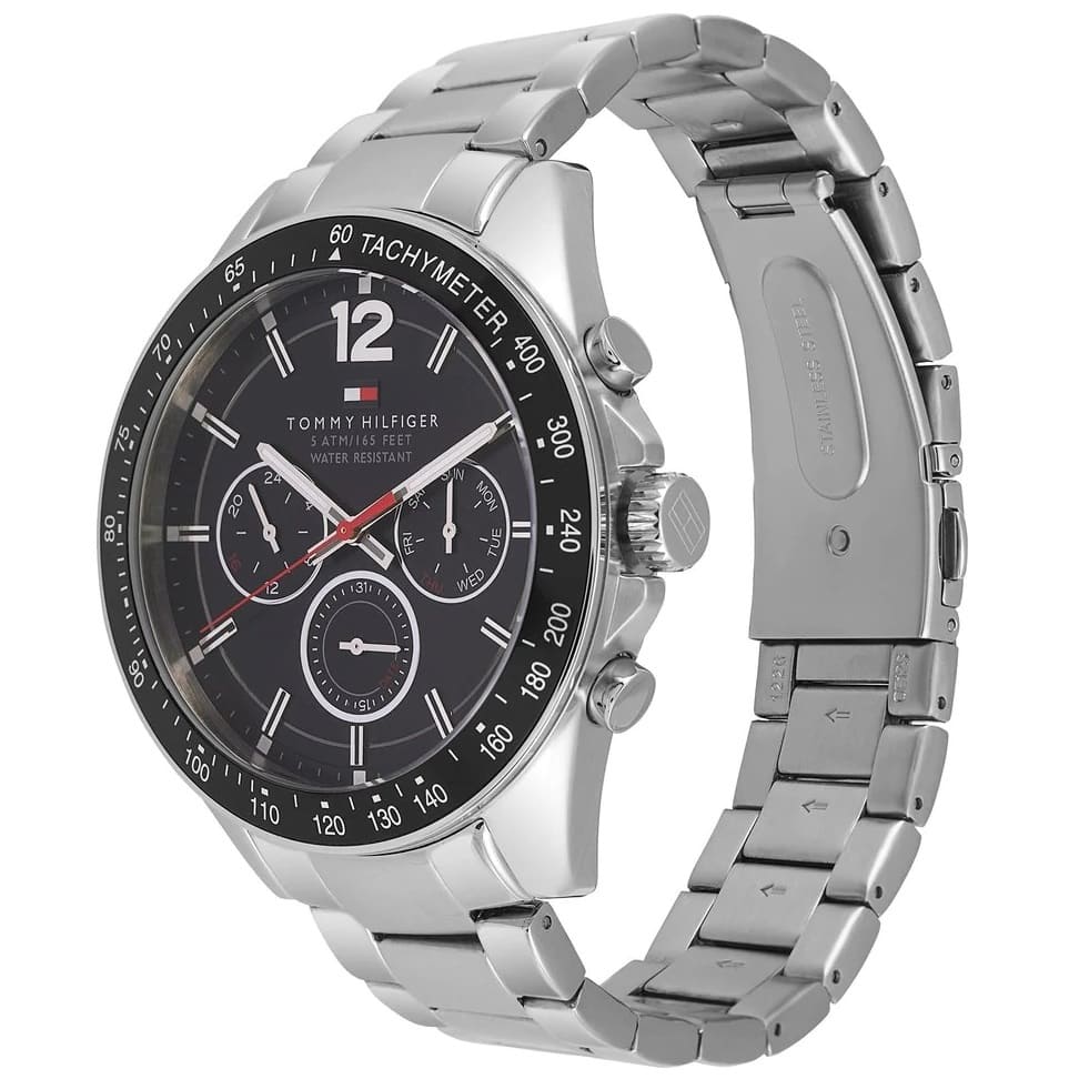 Tommy Hilfiger Men’s Watch Stainless Steel Silver Strap With Black Dial 1791104