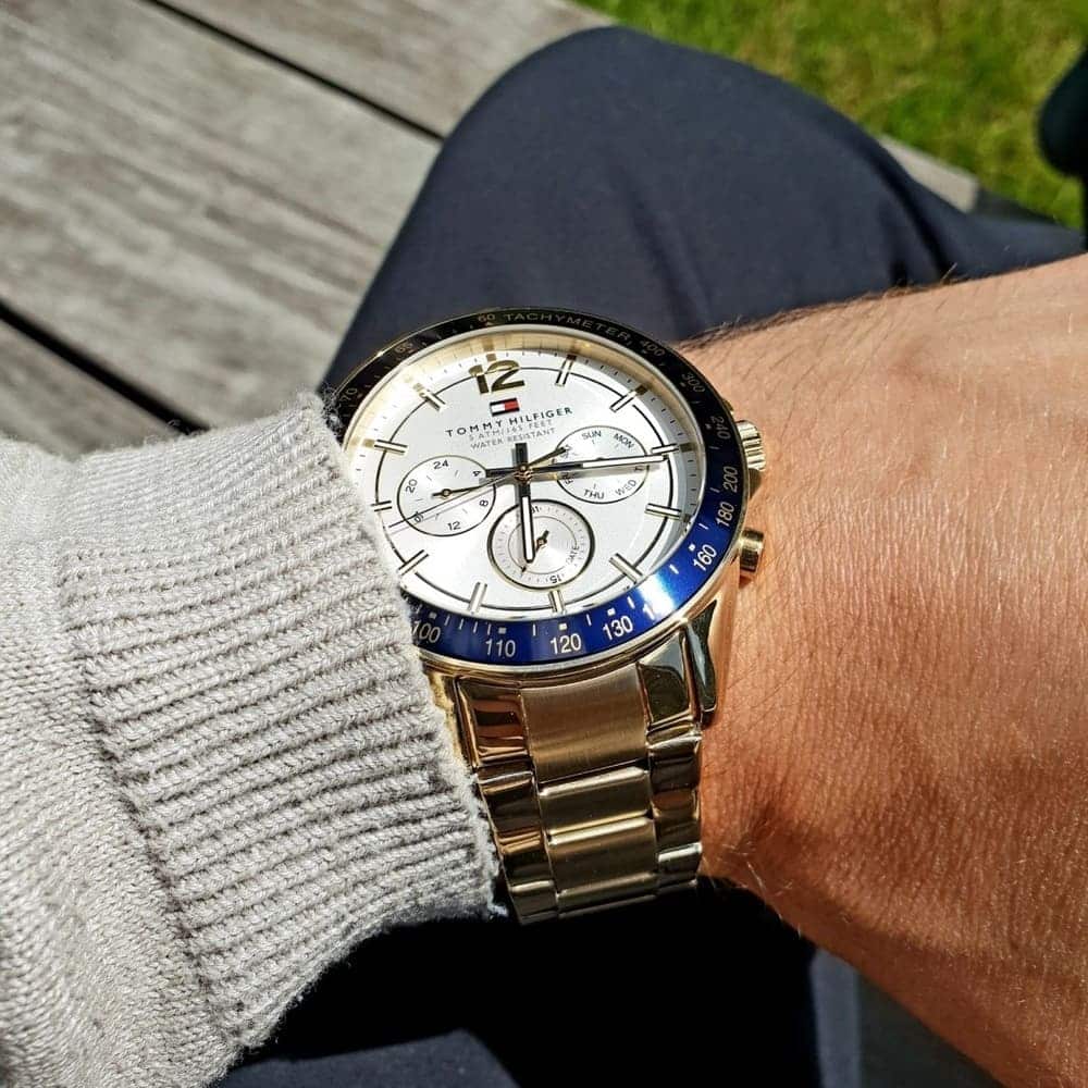 Tommy Hilfiger Men’s Watch Stainless Steel Gold Strap With White Dial 1791121