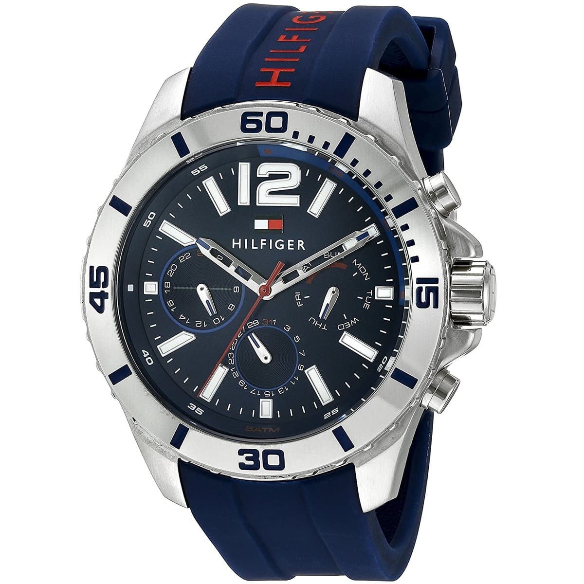 Tommy Hilfiger Men’s Watch Silicone Blue Strap With Blue Dial And Silver Case 1791142