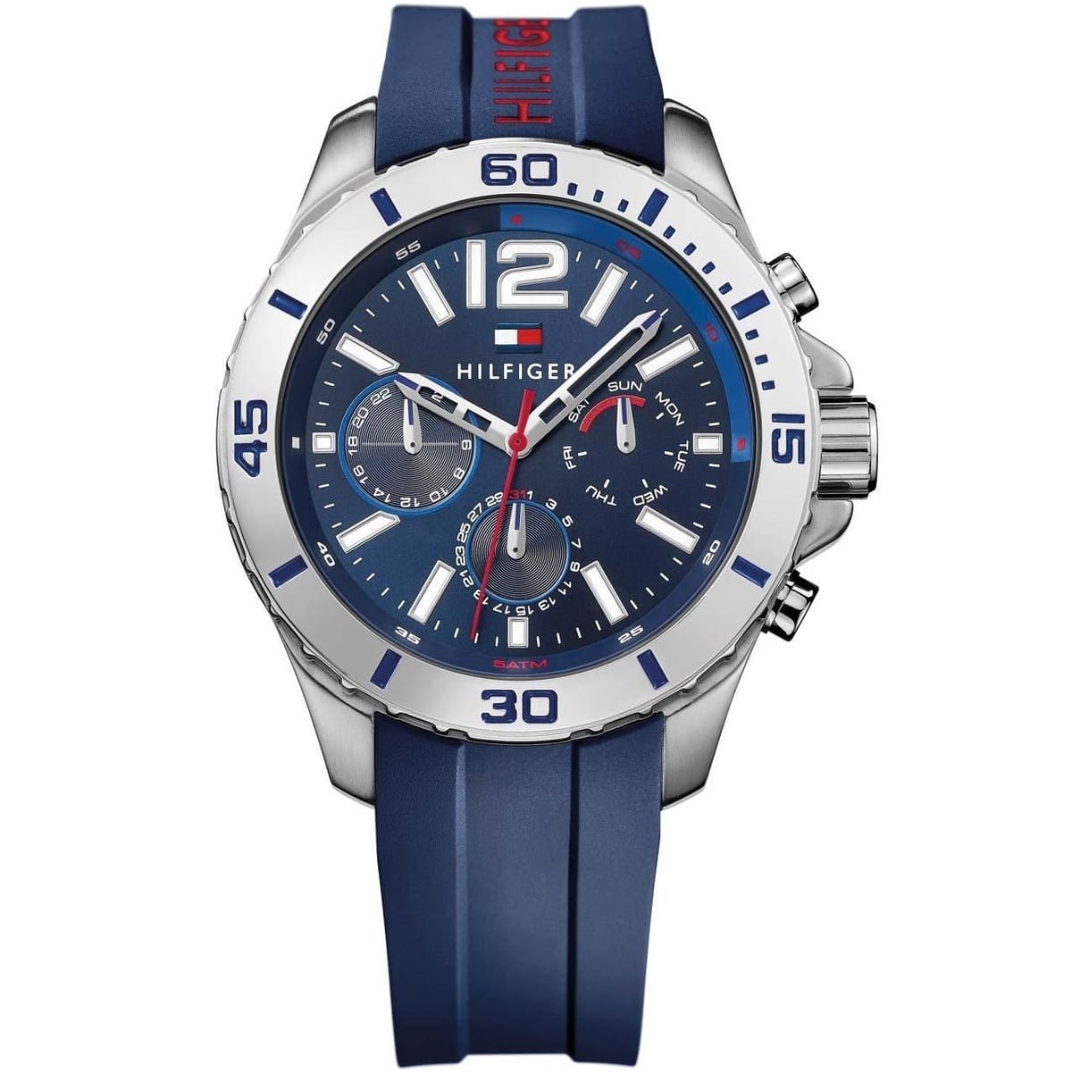 Tommy Hilfiger Men’s Watch Silicone Blue Strap With Blue Dial And Silver Case 1791142