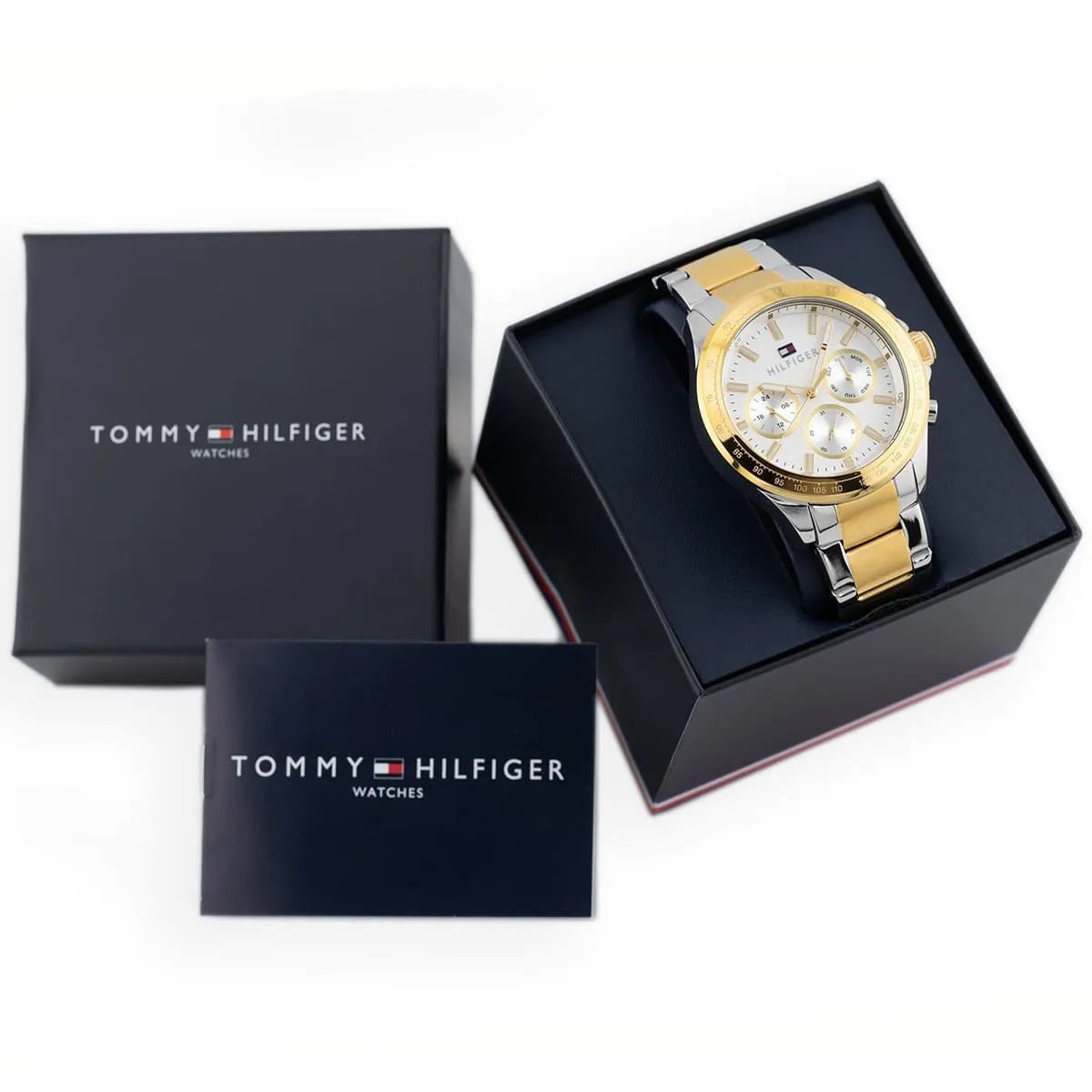 Tommy Hilfiger Men’s Watch Stainless Steel Silver And Gold Strap With White Dial 1791226