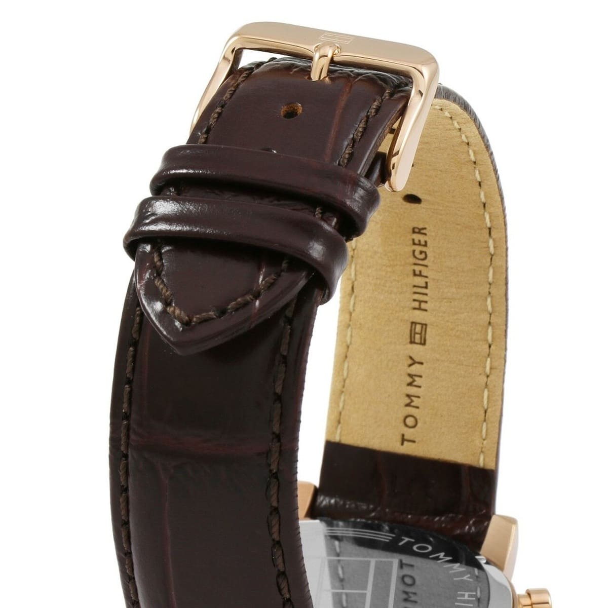 Tommy Hilfiger Men’s Watch Leather Brown Strap With Blue Dial And Gold Case 1791399