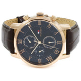 Tommy Hilfiger Men’s Watch Leather Brown Strap With Blue Dial And Gold Case 1791399