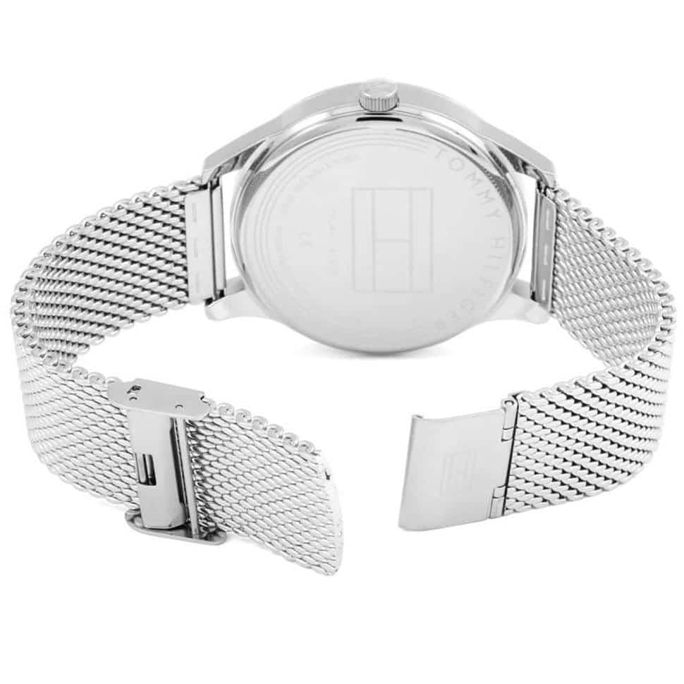 Tommy Hilfiger Men’s Watch Silver Mesh Band With Black Dial 1791415