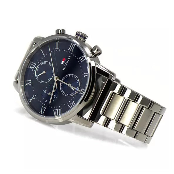 Tommy Hilfiger Men’s Watch Stainless Steel Grey Strap With Blue Dial 1791456