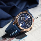 Tommy Hilfiger Men’s Watch Silicone Blue Strap With Blue Dial And Rose Gold Case 1791474