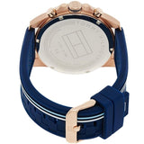 Tommy Hilfiger Men’s Watch Silicone Blue Strap With Blue Dial And Rose Gold Case 1791474