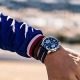 Tommy Hilfiger Men’s Watch Silicone Blue Strap With Blue Dial And Rose Gold Case 1791474