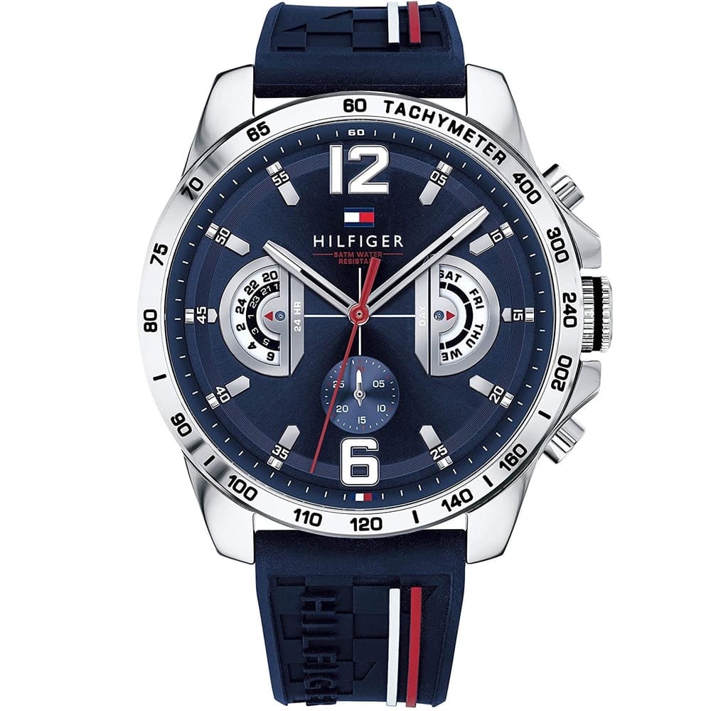 Tommy Hilfiger Men’s Watch Blue Silicone Strap With Blue Dial And Silver Case 1791476